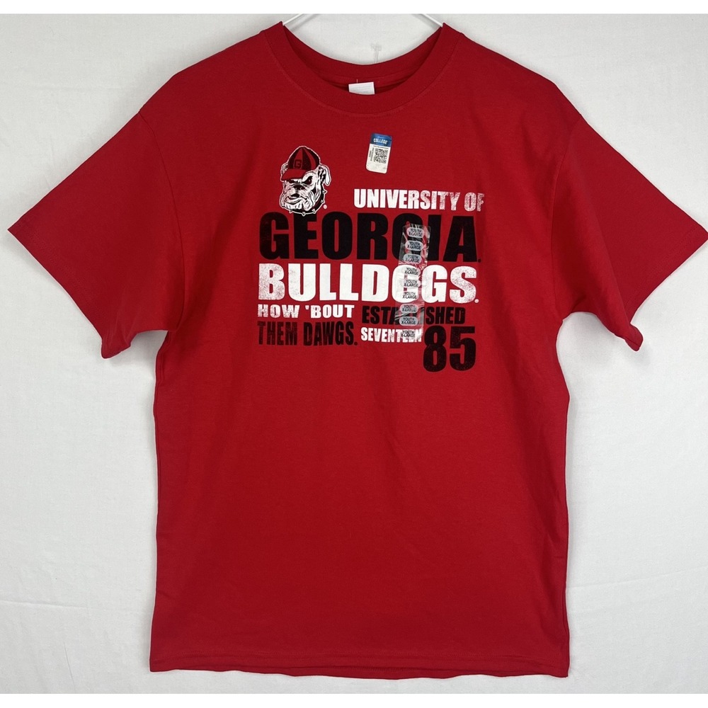NEW University of Georgia Bulldogs T-Shirt Youth XL Red Hanes How Bout Them Dawg